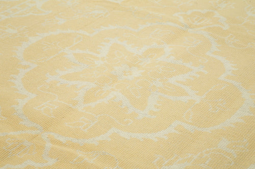 Tebriz Yellow Classic Cotton Wool Handmade Area Rug 9'1'' x 11'11''