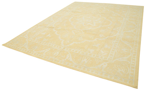 Tebriz Yellow Classic Cotton Wool Handmade Area Rug 9'1'' x 12'0''
