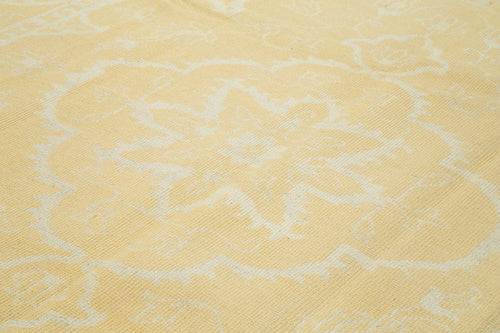 Tebriz Yellow Classic Cotton Wool Handmade Area Rug 9'1'' x 12'0''