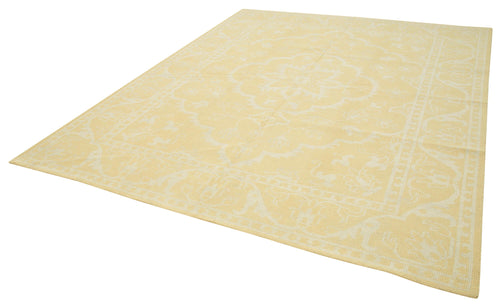 Tebriz Yellow Classic Cotton Wool Handmade Area Rug 8'0'' x 9'11''