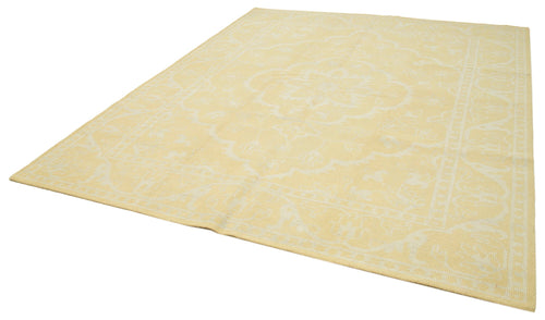 Tebriz Yellow Classic Cotton Wool Handmade Area Rug 8'0'' x 10'0''