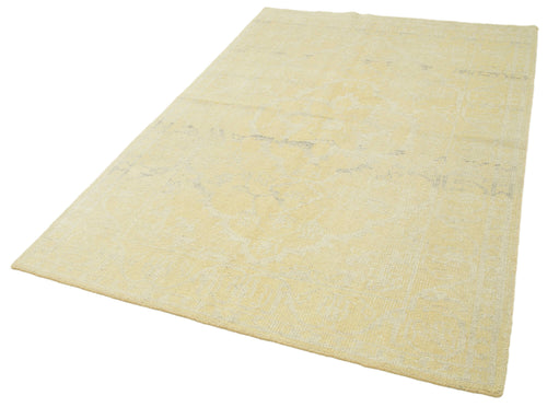 Tebriz Yellow Classic Cotton Wool Handmade Area Rug 5'0'' x 7'10''