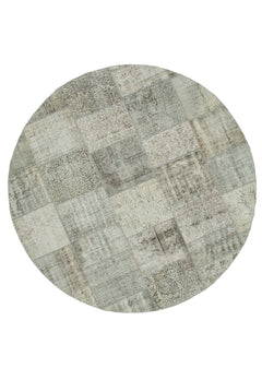 Kirk Yama Grey Patchwork Cotton Wool Handmade Area Rug 8'1'' x 8'1''
