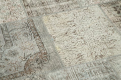 Kirk Yama Grey Patchwork Cotton Wool Handmade Area Rug 8'1'' x 8'1''