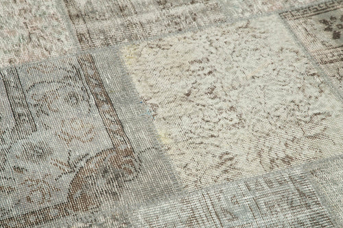 Kirk Yama Grey Patchwork Cotton Wool Handmade Area Rug 8'1'' x 8'1''