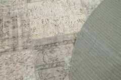 Kirk Yama Grey Patchwork Cotton Wool Handmade Area Rug 8'1'' x 8'1''
