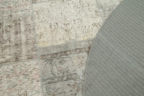 Kirk Yama Grey Patchwork Cotton Wool Handmade Area Rug 8'1'' x 8'1''