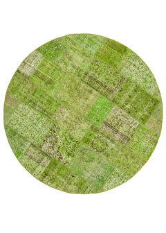 Kirk Yama Green Patchwork Cotton Wool Handmade Area Rug 7'2'' x 7'2''