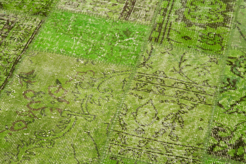 Kirk Yama Green Patchwork Cotton Wool Handmade Area Rug 7'2'' x 7'2''