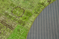 Kirk Yama Green Patchwork Cotton Wool Handmade Area Rug 7'2'' x 7'2''