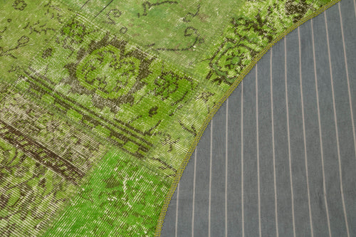 Kirk Yama Green Patchwork Cotton Wool Handmade Area Rug 7'2'' x 7'2''