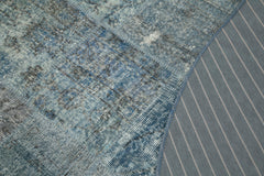 Handmade Area Rug - Blue Patchwork Wool Cotton Vintage Woven Carpet 7'1'' x 7'1''