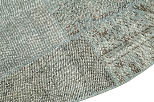 Kirk Yama Blue Patchwork Cotton Wool Handmade Area Rug 7'1'' x 7'1''