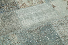 Kirk Yama Blue Patchwork Cotton Wool Handmade Area Rug 7'1'' x 7'1''