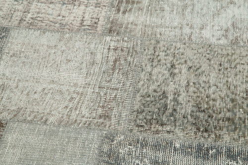 Kirk Yama Grey Patchwork Cotton Wool Handmade Area Rug 7'1'' x 7'1''