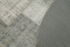 Kirk Yama Grey Patchwork Cotton Wool Handmade Area Rug 7'1'' x 7'1''