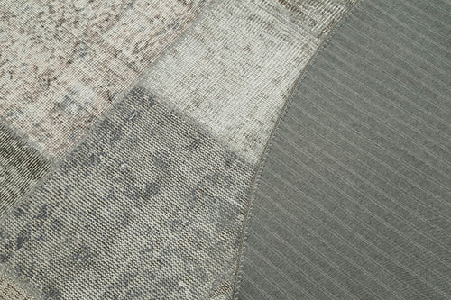 Kirk Yama Grey Patchwork Cotton Wool Handmade Area Rug 7'1'' x 7'1''