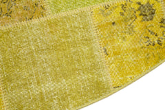 Kirk Yama Yellow Patchwork Cotton Wool Handmade Area Rug 7'1'' x 7'1''