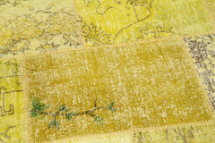 Kirk Yama Yellow Patchwork Cotton Wool Handmade Area Rug 7'1'' x 7'1''