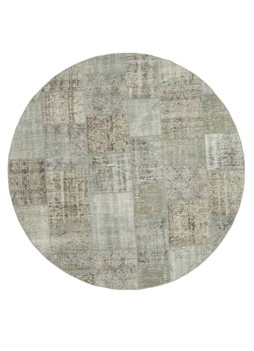 Handmade Area Rug – Kirk Yama Grey Patchwork Cotton Wool Carpet 7'1'' x 7'1''