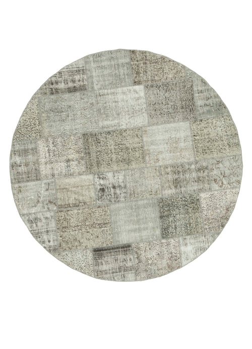 Kirk Yama Grey Patchwork Cotton Wool Handmade Area Rug 7'1'' x 7'1''