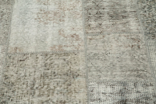 Kirk Yama Grey Patchwork Cotton Wool Handmade Area Rug 7'1'' x 7'1''