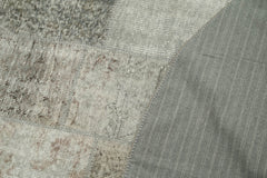 Kirk Yama Grey Patchwork Cotton Wool Handmade Area Rug 7'1'' x 7'1''