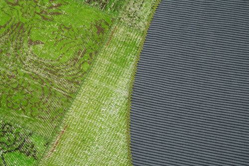 Handmade Area Rug – Vintage Turkish Wool Cotton Green Patchwork Carpet 6'7"x6'7"