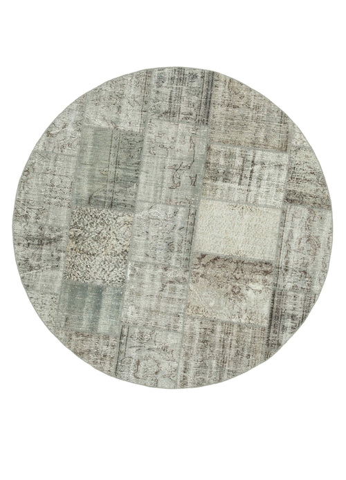 Handmade Area Rug - Kirk Yama Grey Patchwork Cotton Wool Carpet 6'7'' x 6'7''