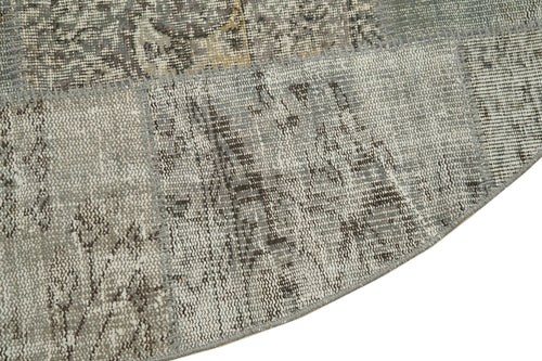 Handmade Area Rug - Kirk Yama Grey Patchwork Cotton Wool Carpet 6'7'' x 6'7''