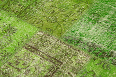 Handmade Area Rug - Kirk Yama Green Patchwork Cotton Wool Carpet 6'7''x6'7''