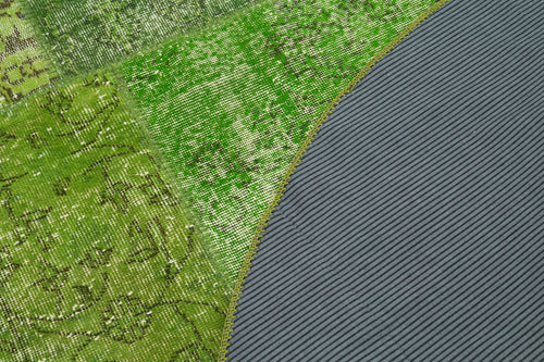 Handmade Area Rug - Kirk Yama Green Patchwork Cotton Wool Carpet 6'7''x6'7''