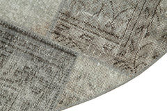 Handmade Area Rug – Grey Patchwork Turkish Wool Carpet 4'11'' x 4'11'' Vintage