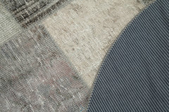 Handmade Area Rug – Grey Patchwork Turkish Wool Carpet 4'11'' x 4'11'' Vintage