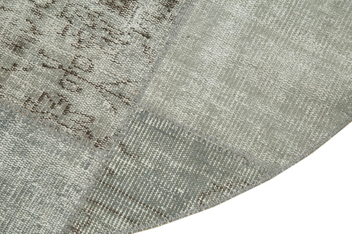 Kirk Yama Grey Patchwork Cotton Wool Handmade Area Rug 4'11'' x 4'11''