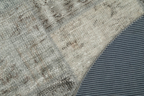 Kirk Yama Grey Patchwork Cotton Wool Handmade Area Rug 4'11'' x 4'11''