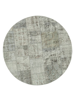 Kirk Yama Grey Patchwork Cotton Wool Handmade Area Rug 4'11'' x 4'11''