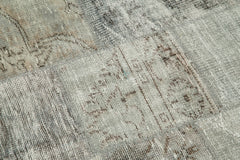 Kirk Yama Grey Patchwork Cotton Wool Handmade Area Rug 4'11'' x 4'11''