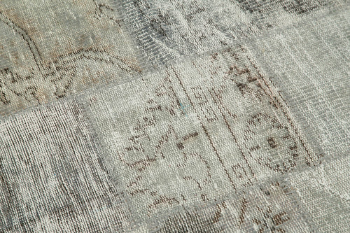 Kirk Yama Grey Patchwork Cotton Wool Handmade Area Rug 4'11'' x 4'11''