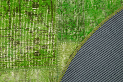 Kirk Yama Green Patchwork Cotton Wool Handmade Area Rug 4'11'' x 4'11''