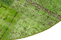 Kirk Yama Green Patchwork Cotton Wool Handmade Area Rug 4'11'' x 4'11''