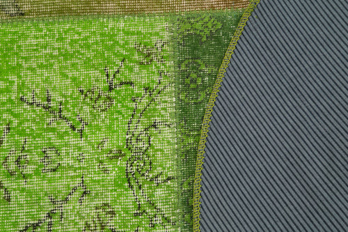 Kirk Yama Green Patchwork Cotton Wool Handmade Area Rug 4'11'' x 4'11''