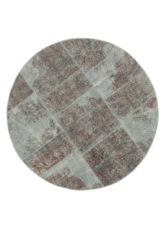 Kirk Yama Grey Patchwork Cotton Wool Handmade Area Rug 4'11'' x 4'11''