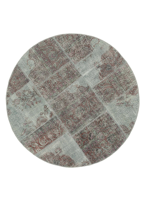 Kirk Yama Grey Patchwork Cotton Wool Handmade Area Rug 4'11'' x 4'11''
