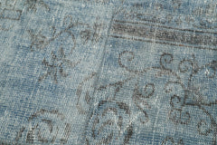 Handmade Area Rug - Blue Patchwork Cotton Wool Vintage Turkish Carpet 5x5 ft