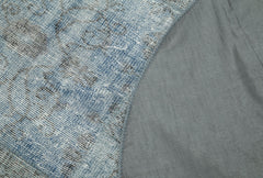 Handmade Area Rug - Blue Patchwork Cotton Wool Vintage Turkish Carpet 5x5 ft