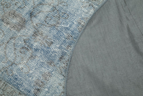 Handmade Area Rug - Blue Patchwork Cotton Wool Vintage Turkish Carpet 5x5 ft