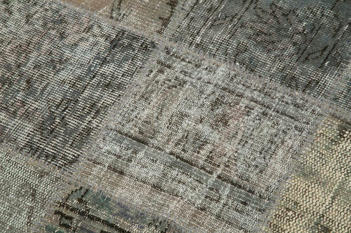 Handmade Area Rug – Grey Patchwork Cotton Wool Vintage Hand Woven Carpet 4x4 Ft