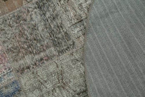 Handmade Area Rug – Grey Patchwork Cotton Wool Vintage Hand Woven Carpet 4x4 Ft