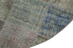 Handmade Area Rug - Kirk Yama Grey Patchwork Cotton Wool Vintage Carpet 4'9'' x 4'9''